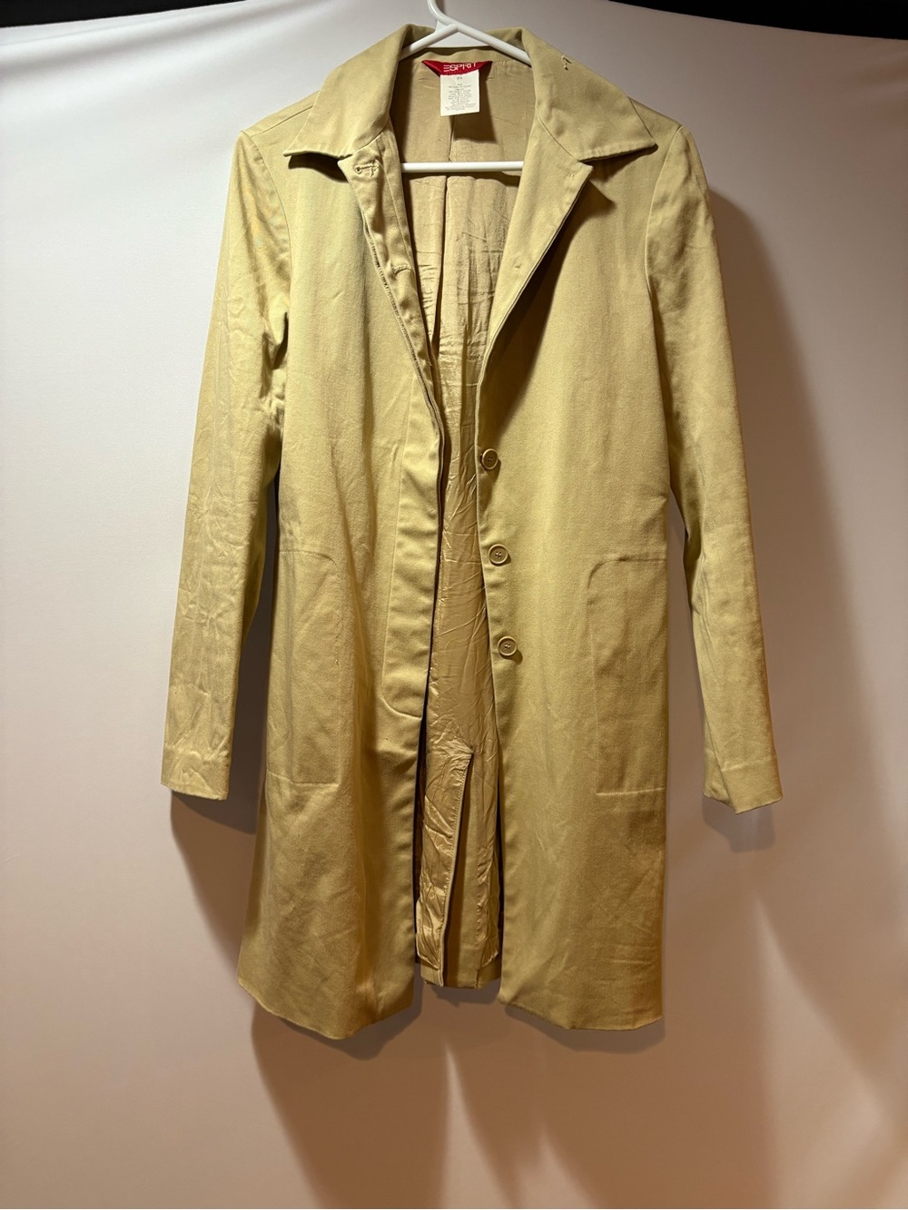 Esprit Light Yellow Single-Breasted Trench Coat